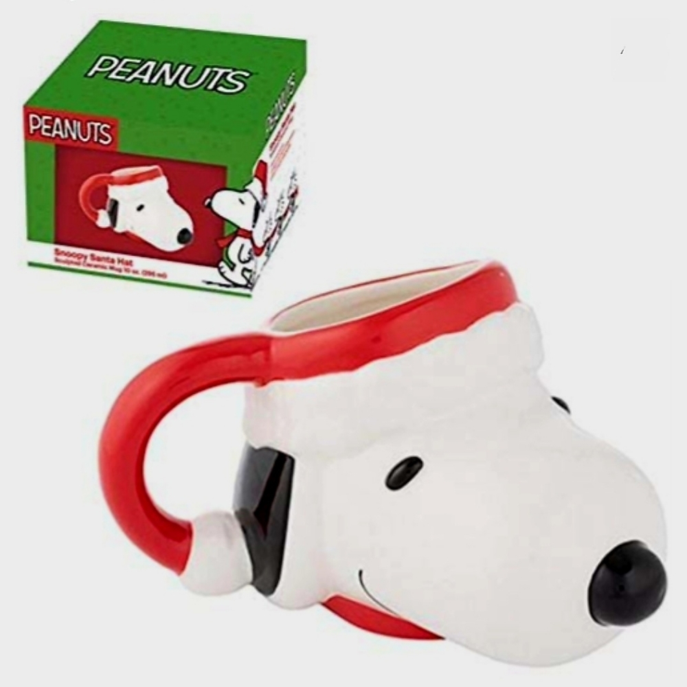 Vandor Snoopy in Santa Hat Sculpted Ceramic Mug